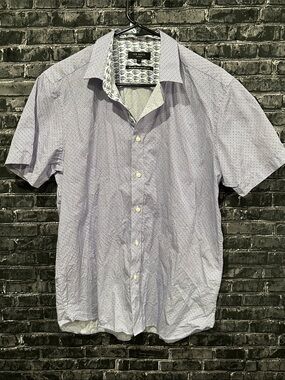 Ted Baker Purple and Blue Patterned Short-Sleeve Shirt!